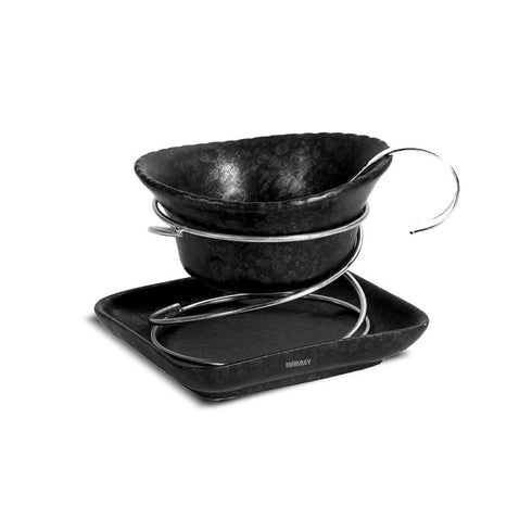 Ceramic Soup Bowl HAT w/Stand/Underliner Silver Antique